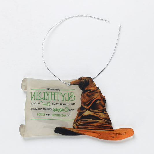 Harry Potter Sorting Hat - Slytherin - Shaped Acrylic Hanging Print Accessory with Hogwarts House Quote