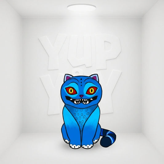 Derpy Blue Tiger Minhwa Plush - 7 Inch Collectible Stuffed Animal Light Blue (2nd Batch)