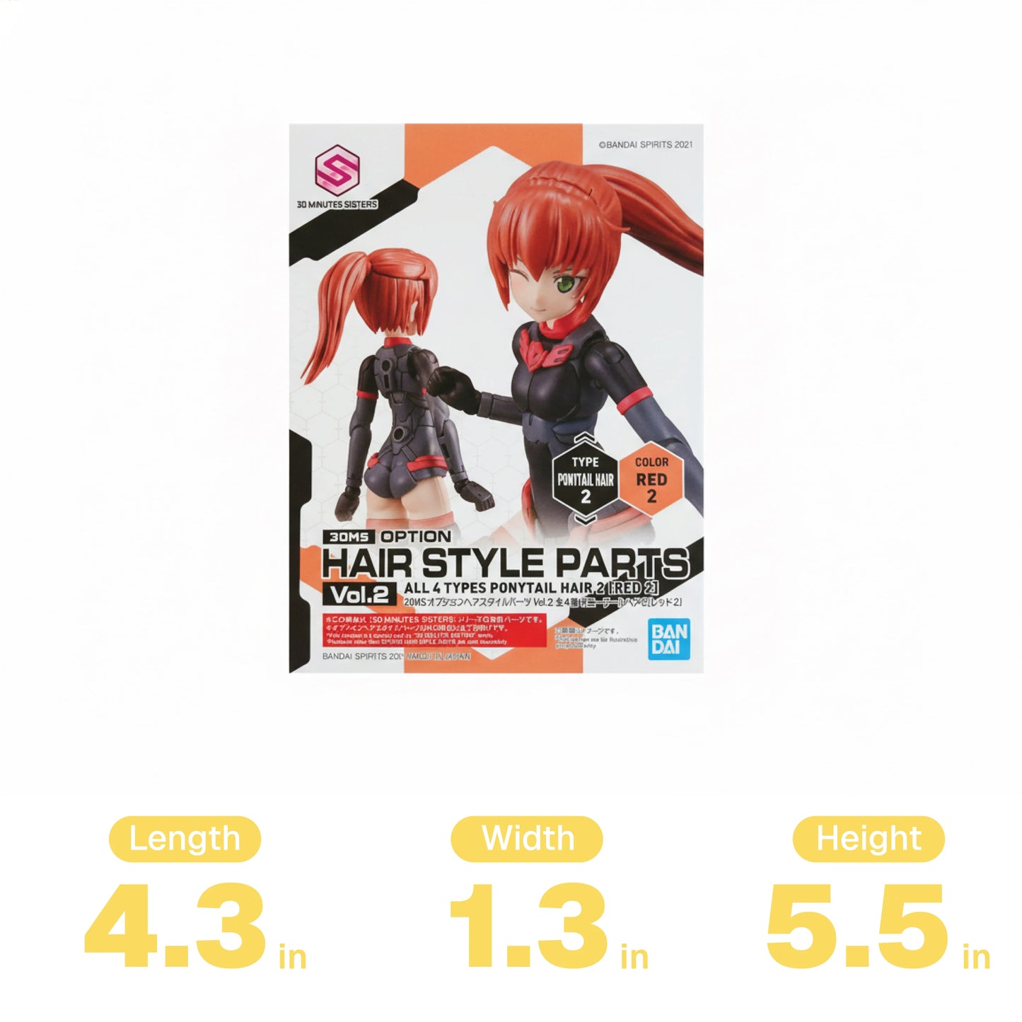 30MS Option Hair Style Parts Vol.2 All 4 Types Ponytail Hair 2 Red 2 Bandai