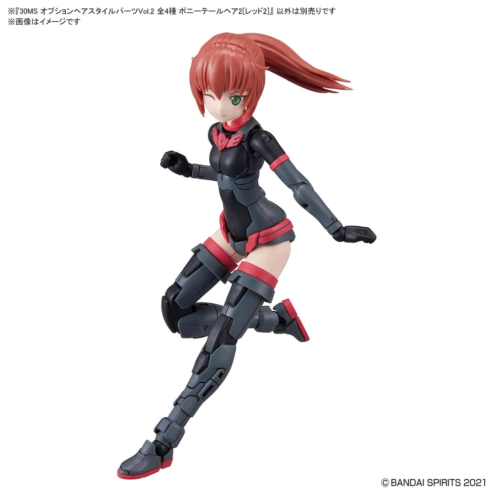 30MS Option Hair Style Parts Vol.2 All 4 Types Ponytail Hair 2 Red 2 Bandai