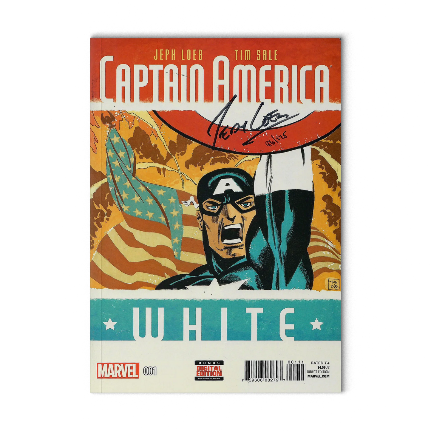 Captain America White 001(sigend by Jeph Loeb)
