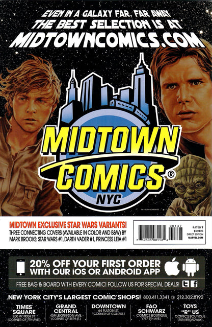 Star Wars #1 Midtown Comics Cover 2015 Marvel Comics Comic Book
