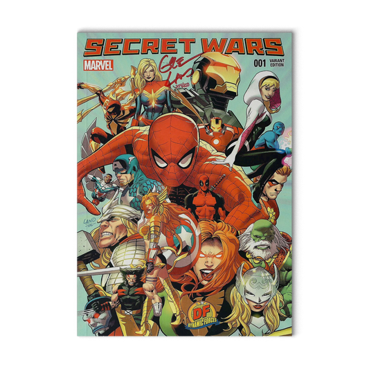Secret Wars 001 - Dynamic Forces Variant - 2015 - Signed in Red by Greg Land