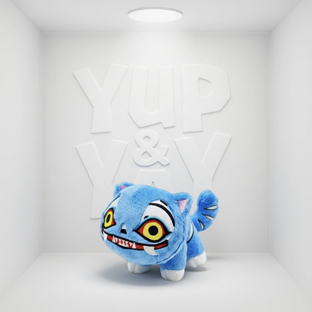 Derpy Blue Tiger Minhwa Plush Slippers