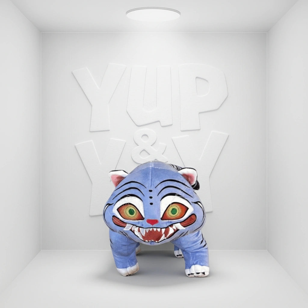 Derpy Blue Tiger Minhwa Plush Slippers