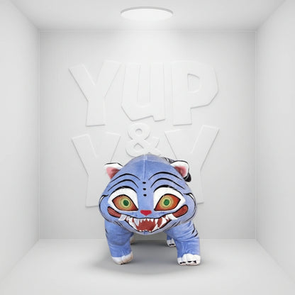 Derpy Blue Tiger Minhwa Plush Slippers