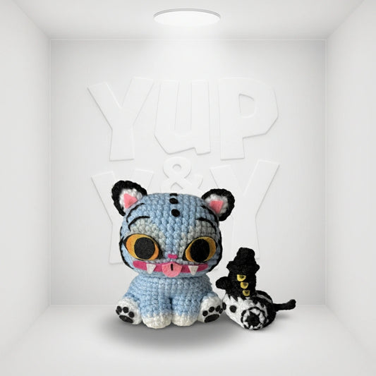 Derpy Blue Tiger Minhwa Plush - 7 Inch Collectible Stuffed Animal Light Blue (2nd Batch)