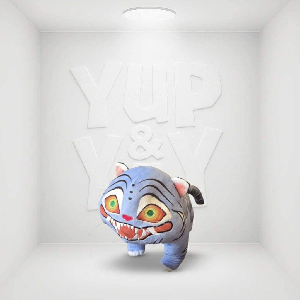 Derpy Blue Tiger Minhwa Plush - 7 Inch Collectible Stuffed Animal Light Blue (2nd Batch)