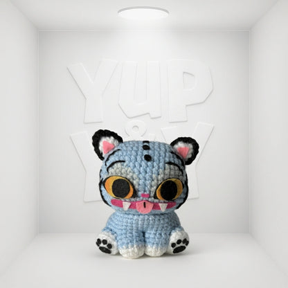 Derpy Blue Tiger Minhwa Plush - 7 Inch Collectible Stuffed Animal Sky Blue (1st Batch)