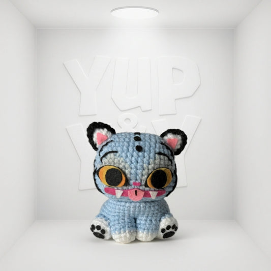 Derpy Blue Tiger Minhwa Plush - 7 Inch Collectible Stuffed Animal Sky Blue (1st Batch)