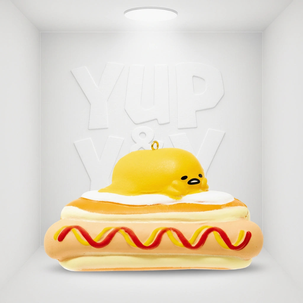Sanrio Gudetama: The Lazy Egg Squishy Diner Keychain - Hot Dog Gudetama