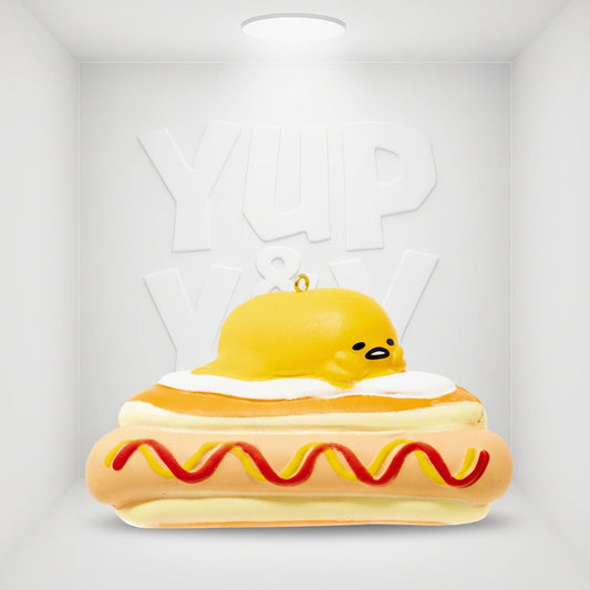 Sanrio Gudetama: The Lazy Egg Squishy Diner Keychain - Hot Dog Gudetama