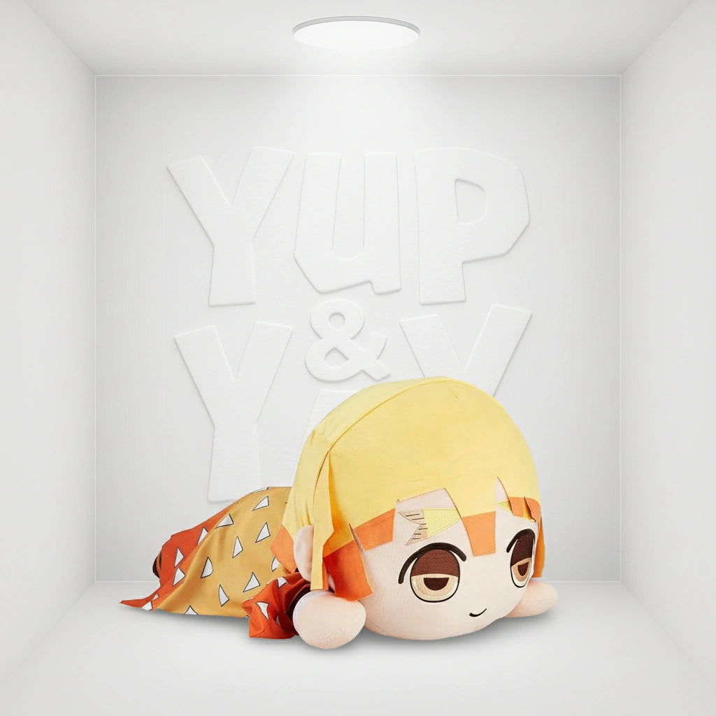 Demon slayer Kimetsu No Yaiba- SEGA Zenitsu Agatsuma Lying Down Plush (Mouth open vers.)